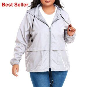 Plus Size Packable Hooded Raincoat Waterproof Windbreaker Jacket